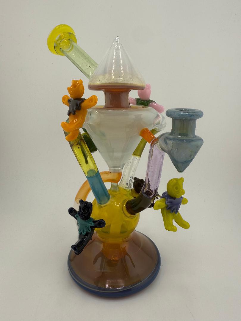 Mank Glass Grateful Dead Dancing Bears Multi Colored recycler 10mm 90°