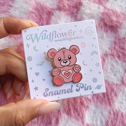 Wildflower Co. Teddy Bear Enamel Pin