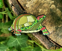 Kolorspun Enamel Pin - Ninja Turtle design featuring vibrant colors and detailed artwork on a natural background.