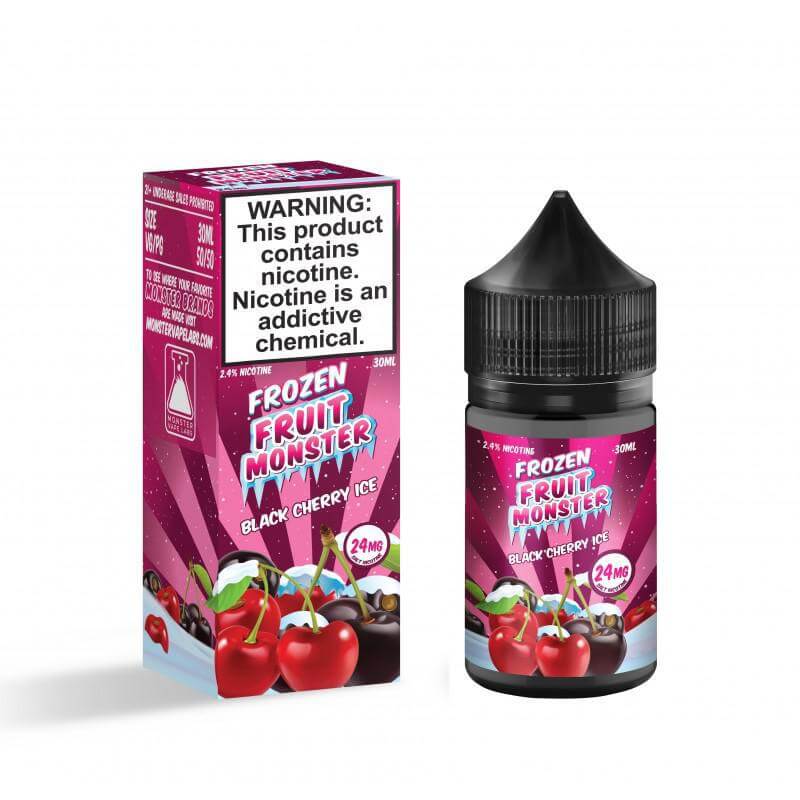 Frozen Fruit Monster Black Cherry Ice 30ml e-liquid with icy fruit flavors for a refreshing vaping experience.