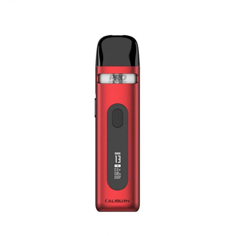 Uwell Caliburn X Pod Kit in red, showcasing sleek design and digital display for optimal vaping experience.