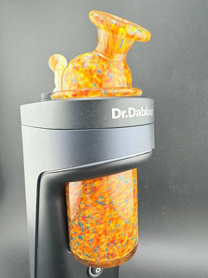 Handcrafted Paulson Pieces Dr. Dabber Switch 2 Replacement Glass & Cap in vibrant orange confetti design.