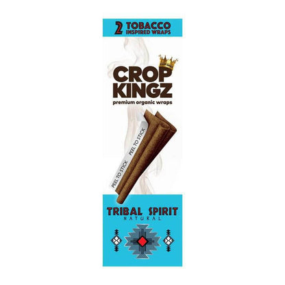 Crop Kingz Tribal Spirit Hemp Wraps packaging featuring 2 tobacco-inspired wraps with self-sealing gum strip.