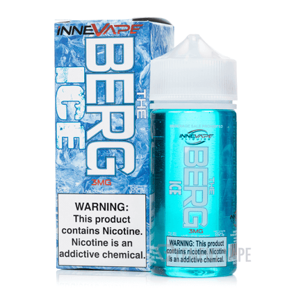 Innevape 100ml Menthol e-liquid bottle and packaging, featuring The Berg Ice flavor with nicotine warning.