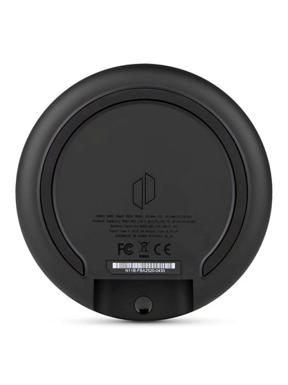 Bottom view of Puffco Peak Pro Power Dock showcasing its FCC certification and design features.