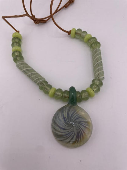 Phranq Glass Necklace -  Green Swirl