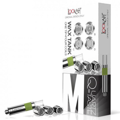 Lookah Wax Tanks with 1 Tip and 4 Coils, featuring quartz atomizer for smooth dabbing experience.
