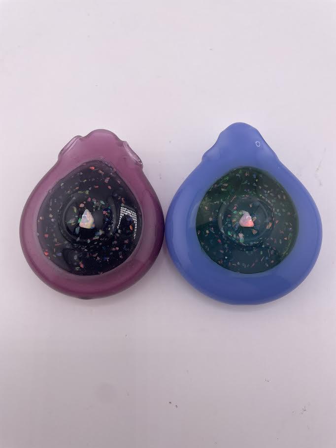 HighGrade Glass Pendant - Hollow Crushed Opal Tear Drop w/ Opal Encasement