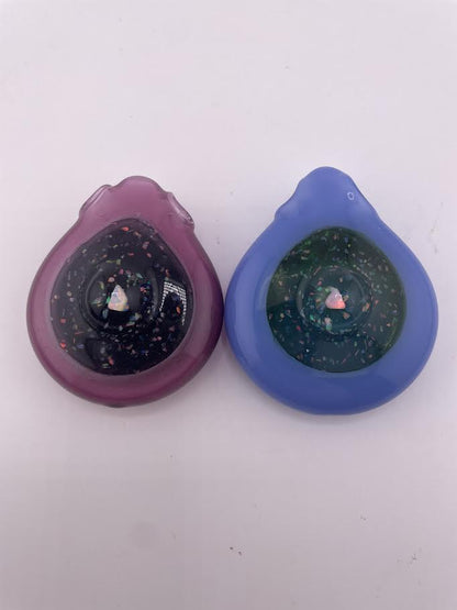 HighGrade Glass Pendant - Hollow Crushed Opal Tear Drop w/ Opal Encasement