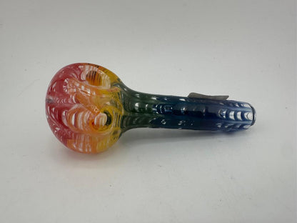 Filla John Glass Hand Pipe - Rainbow Wrap And Rake