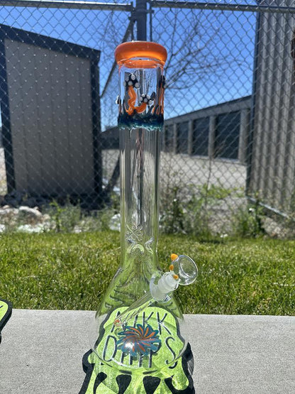 MJHoG 15" Flower Beaker - Orange Mushroom