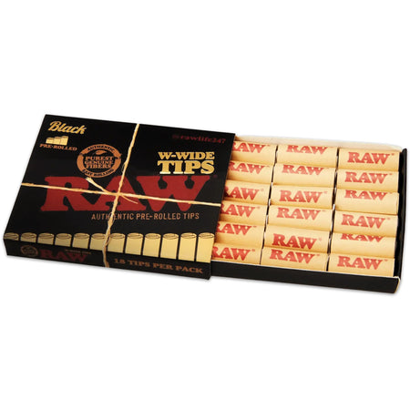 RAW Rolling Papers Black W Wide Pre-Rolled Tips