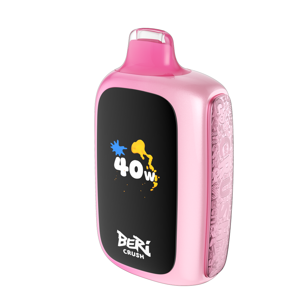 BERI CRUSH disposable vape in pink, featuring 40W power and vibrant design for long-lasting flavor.