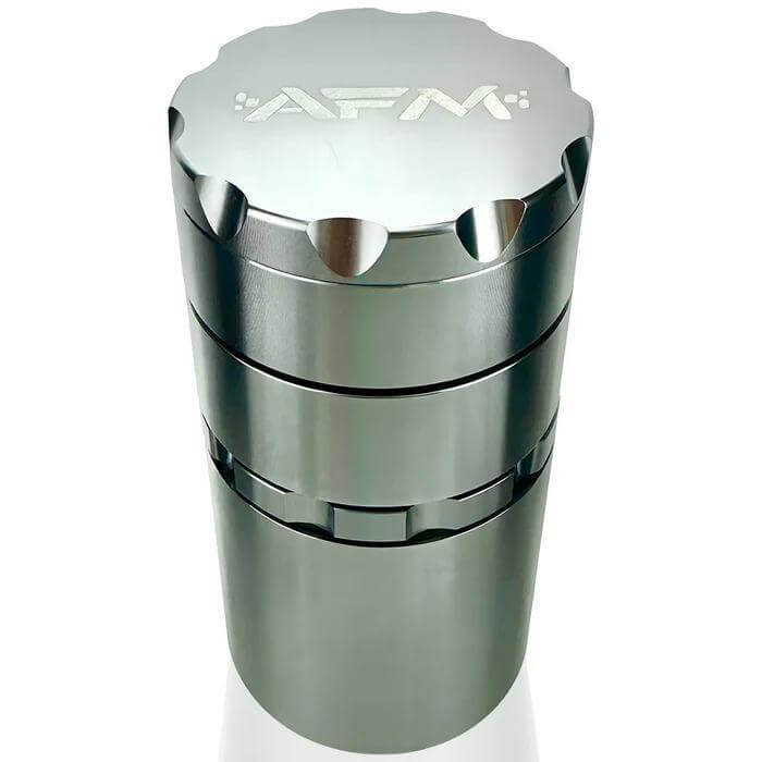 AFM 5pc Grinder, durable and efficient tool for fine herb and spice grinding, featuring sharp diamond-shaped teeth and magnetic lid.