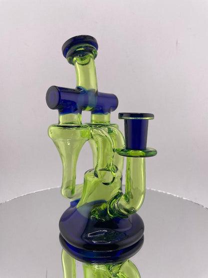 Domer Glass Double Recycler Mini - Cobalt & Green
