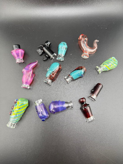 Paulson Pieces Puffco Pivot Glass Replacement Top W/ Auto Spinning Pearl Feature - Crushed Opal Red & Teal Straight Shooter