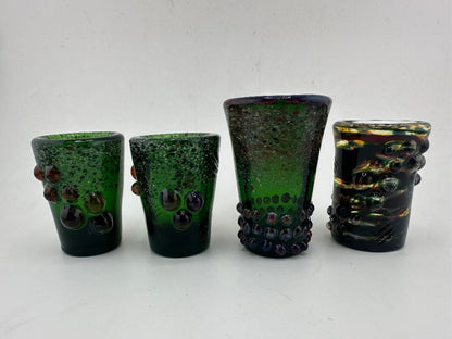Paulson Pieces Green Shot Glass with Tactile Dots – Handcrafted Glass Art