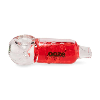 Ooze Cryo Freezable Glycerin Glass Hand Pipe with red glycerin for smooth and cool smoke sessions.