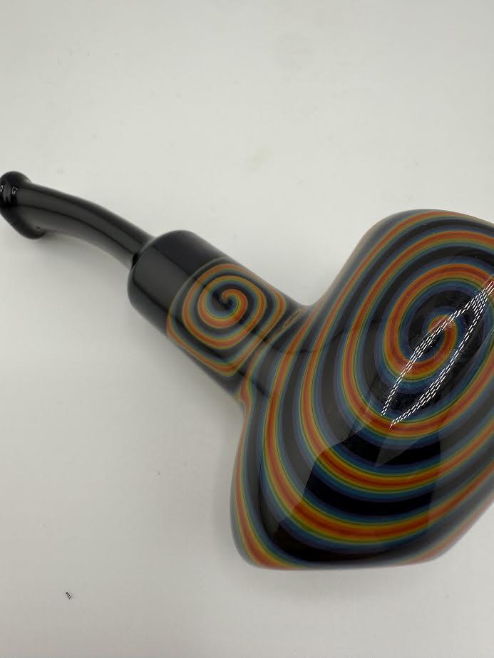 Mcdoogle lined work poker pipe with colorful spiral pattern design, ideal for smoking enthusiasts.