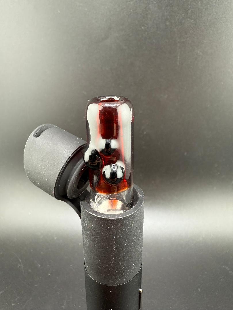 Paulson Pieces Puffco Pivot Glass Replacement Top W/ Auto Spinning Pearl Feature - Red Straight Tip