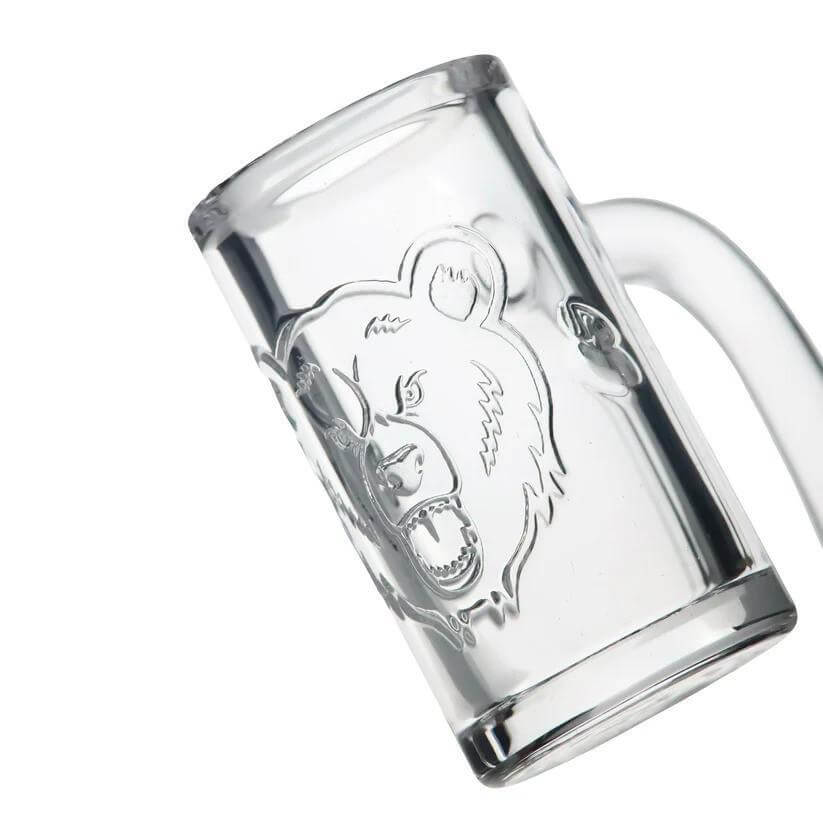 Bear Quartz Auto Spinner 25mm Quartz Banger featuring a detailed bear design on clear glass.