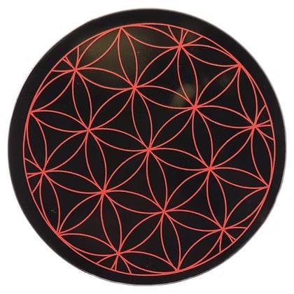 Bear Quartz Grip Mats - Small 4.5 inch with red geometric design on a black background