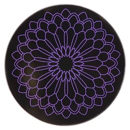 Bear Quartz Grip Mats - Small 4.5 inch with purple floral design on black background