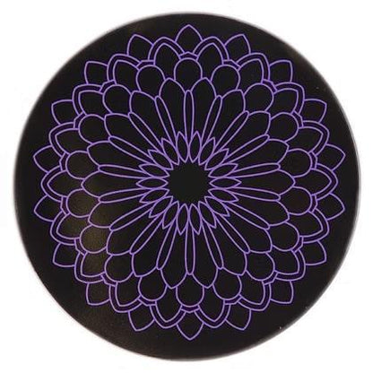 Bear Quartz Grip Mats - Small 4.5 inch with purple floral design on black background