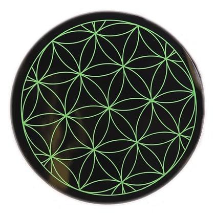 Bear Quartz Grip Mats - Small 4.5 inch with a green patterned design on a black background.