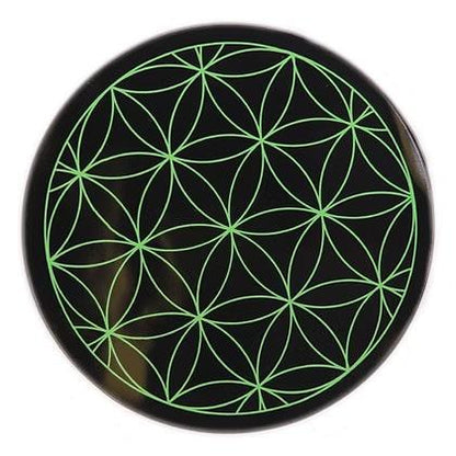 Bear Quartz Grip Mats - Small 4.5 inch with a green patterned design on a black background.