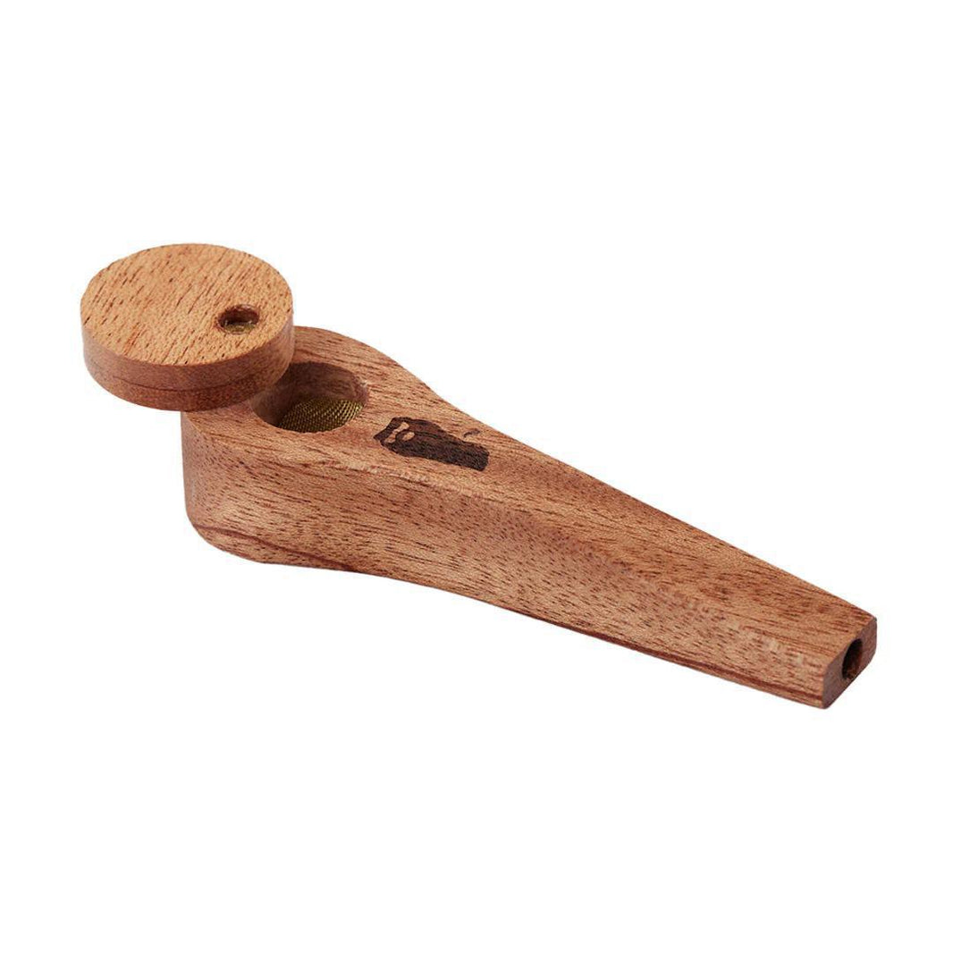 Bearded HP-2 Handpipe – Handcrafted wooden pipe with secure lid, compact smoking accessory.