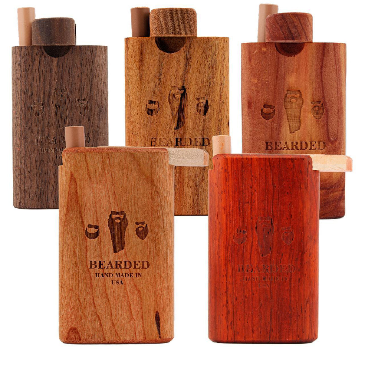 Bearded Wood Dugout - Short, handcrafted wooden dugouts in various colors, made in the USA, compact design for everyday use.