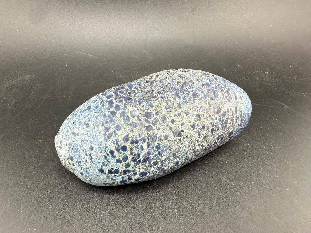 Berning Glass Novelty Pipe - Speckled Rock Pipe exhibiting a unique speckled stone design, showcasing craftsmanship and creativity.