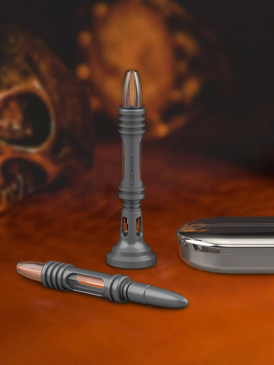 Lookah Dab Straw Nectar Collector in metal with stylish carry case, ideal for wax dabs on the go.