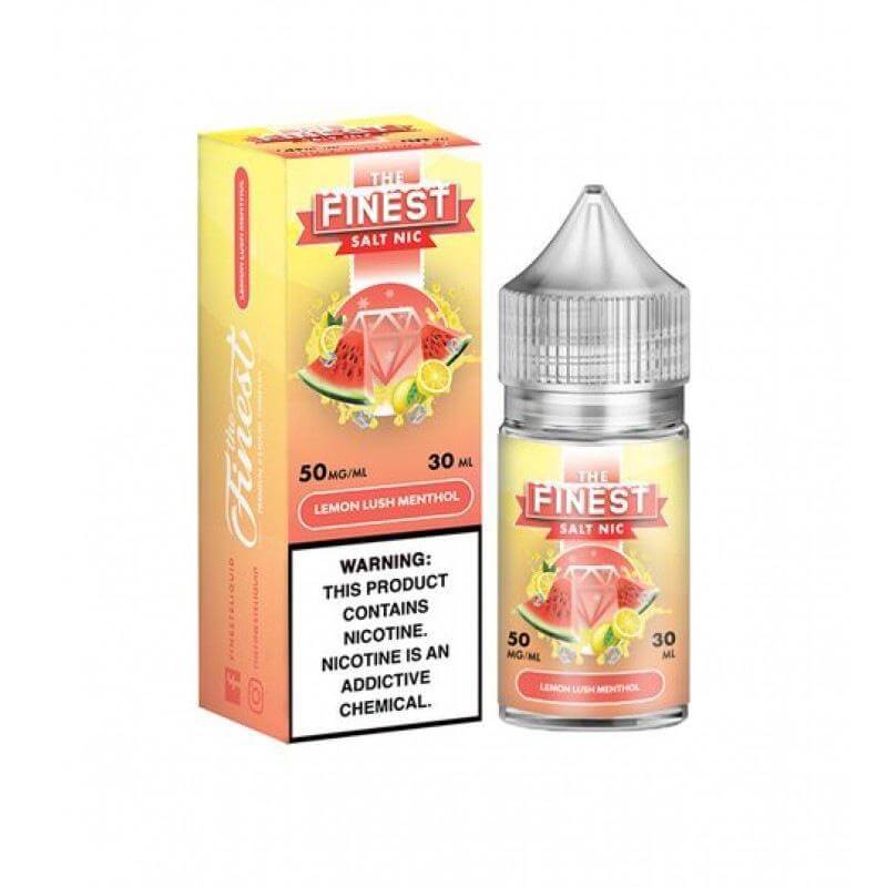 Finest Menthol vape juice 30ml bottle and box with refreshing lemon flavor, showcasing premium quality eJuice.