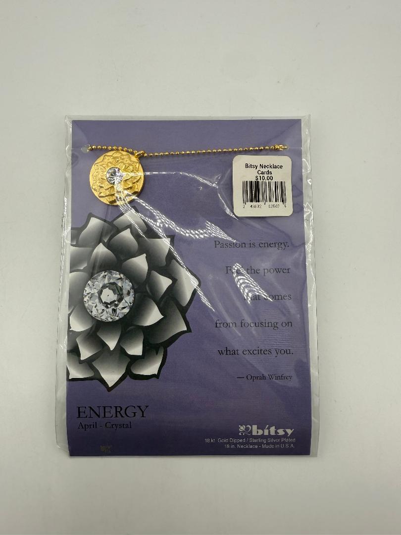 Bitsy Gemstone Birth Month Necklace displayed in packaging with April crystal and elegant design.