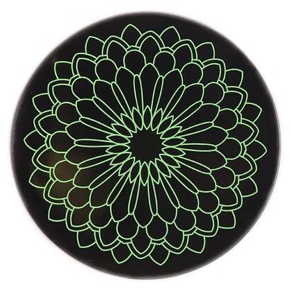 Bear Quartz Grip Mats - Small 4.5 inch featuring a vibrant green floral design on a black background.