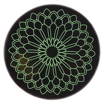Bear Quartz Grip Mats - Small 4.5 inch featuring a vibrant green floral design on a black background.