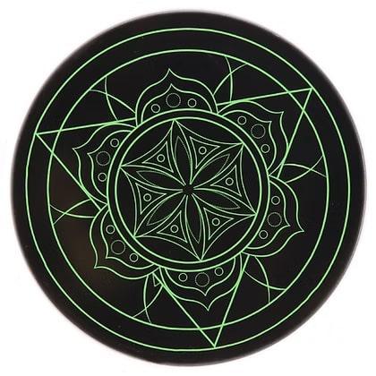 Bear Quartz Grip Mats - Small 4.5 inch design with a green mandala pattern on a black background.