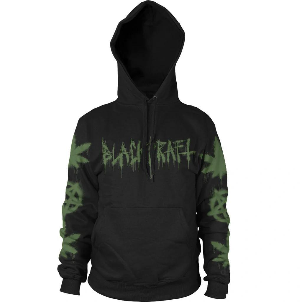 BlackCraft Cult Sweatshirt with green graphics on a black background, promoting self-empowerment and gothic fashion.