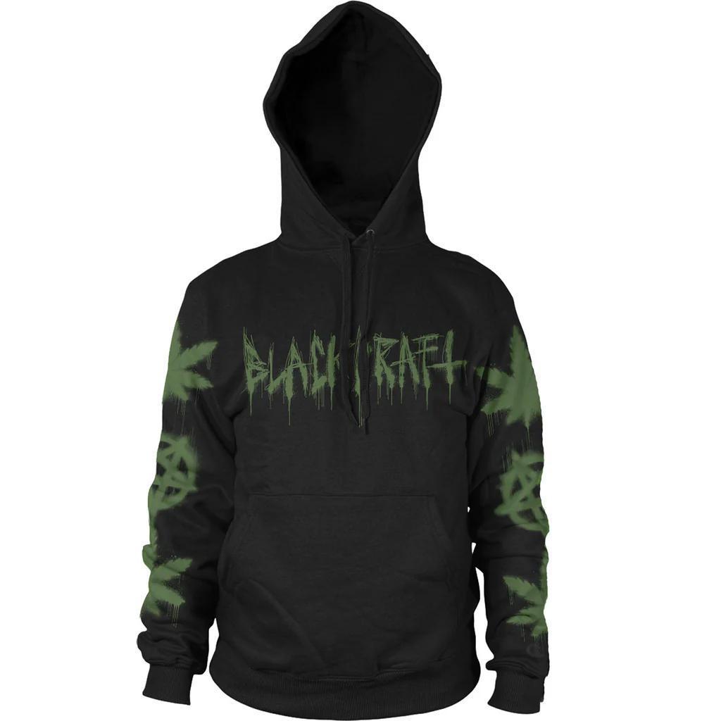 BlackCraft Cult Sweatshirt featuring a black hoodie with green graphic design and a cozy fit.