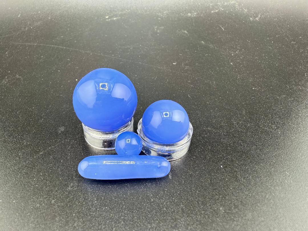Mop Head Glass Slurper Quartz Terp Pearl Set in blue, showcasing vibrant glass design for optimal dabbing performance.
