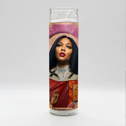 Bobbyk Saint Candles featuring a modern saint design with a female figure and vibrant colors, perfect for home decor.