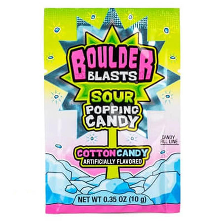 Koko's Boulder Blasts Popping Candy - Cotton Candy package featuring sour popping candy with vibrant colors and appealing design.