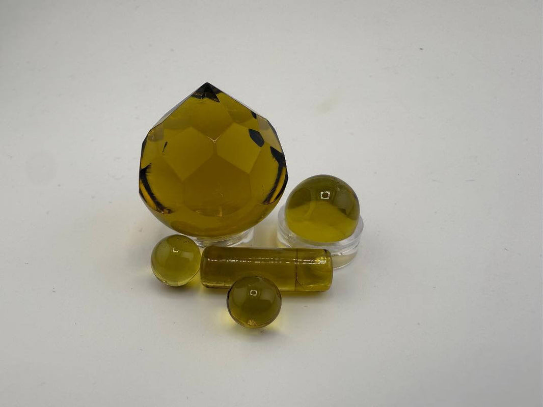 Bowman Glass Faceted Quartz Terp Slurper Set featuring yellow quartz bangers and balls for enhanced dabbing experience.