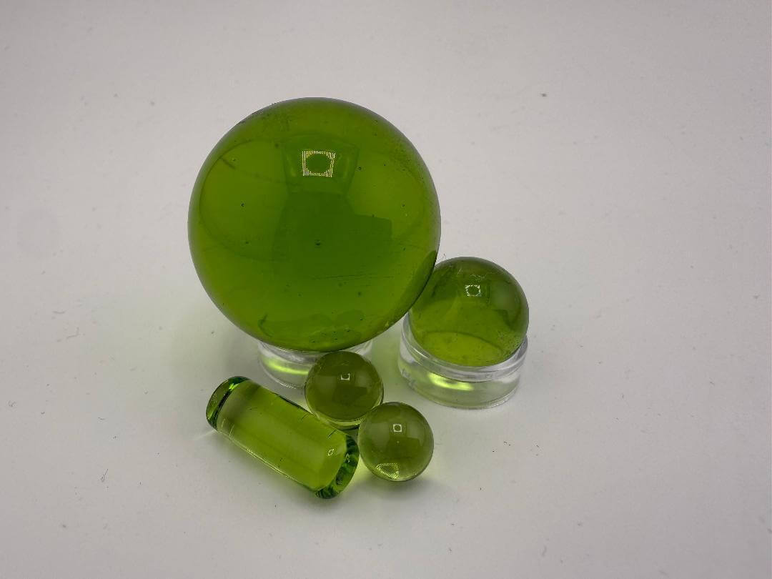 Bowman Glass Oversized Terp Slurper Marble Set 4pc in green, handcrafted American borosilicate glass for dabbing.