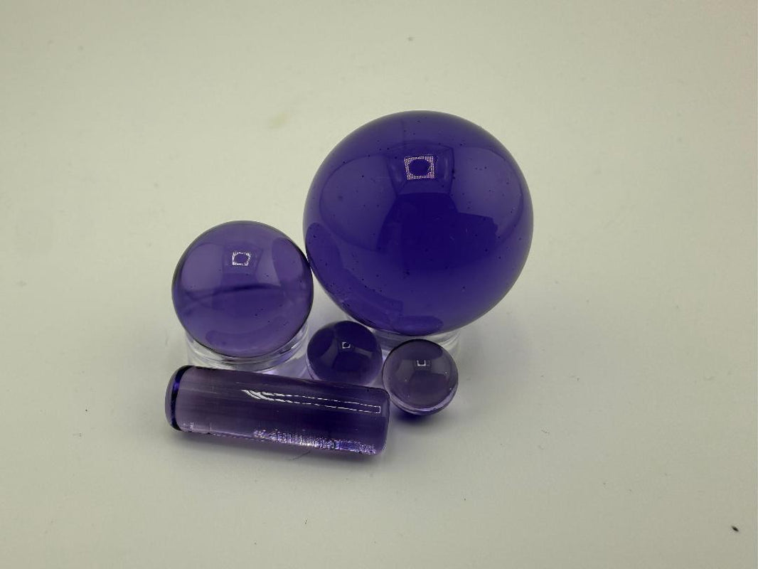 Bowman Glass Oversized 4pc Terp Slurper Marble Set in purple, crafted from American borosilicate glass.