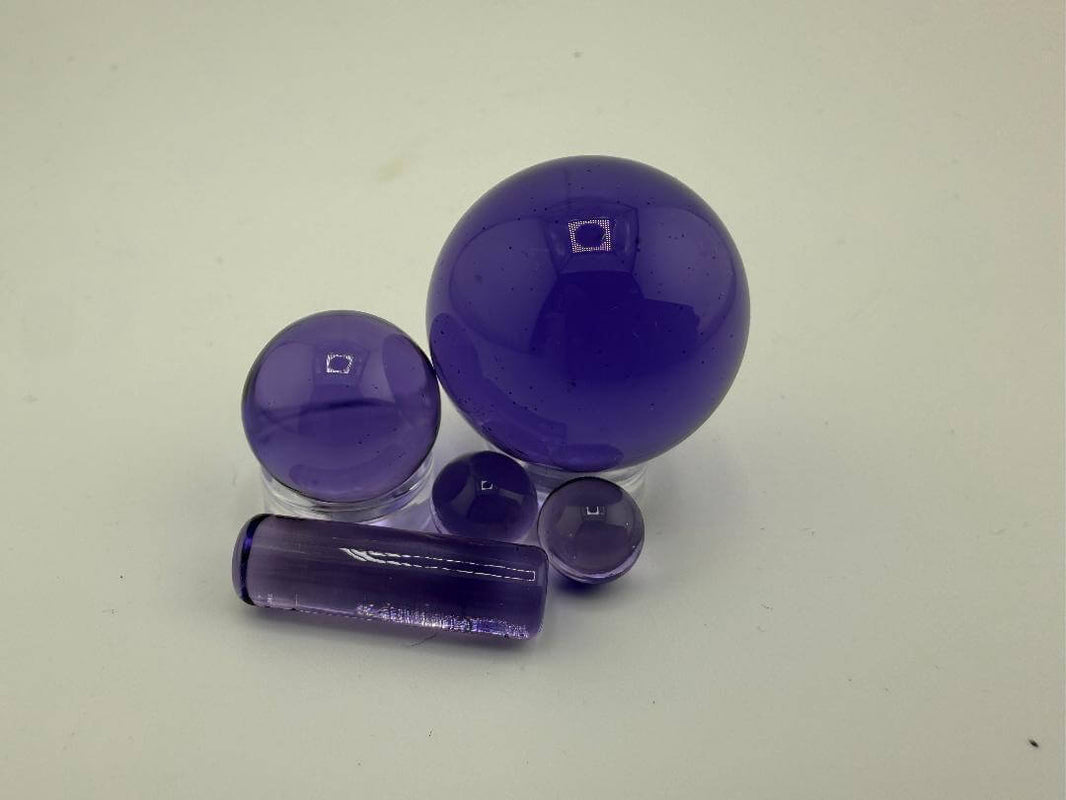 Bowman Glass Oversized 4pc Terp Slurper Marble Set in purple, crafted from American borosilicate glass.