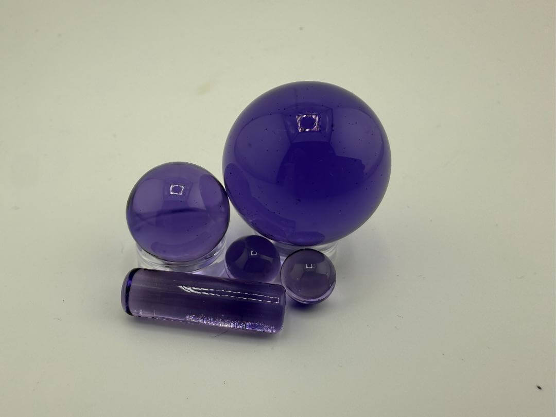 Bowman Glass Oversized 4pc Terp Slurper Marble Set in purple, crafted from American borosilicate glass.