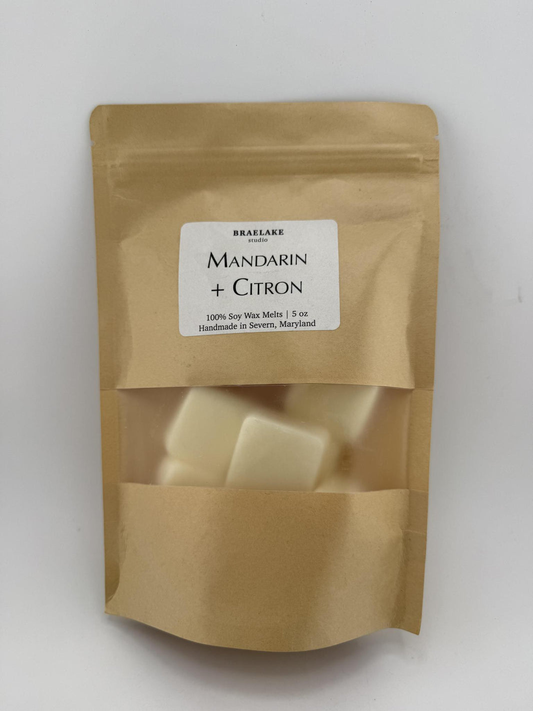 Braelake Soy Wax Melts - Mandarin & Citron package featuring natural soy wax melts.